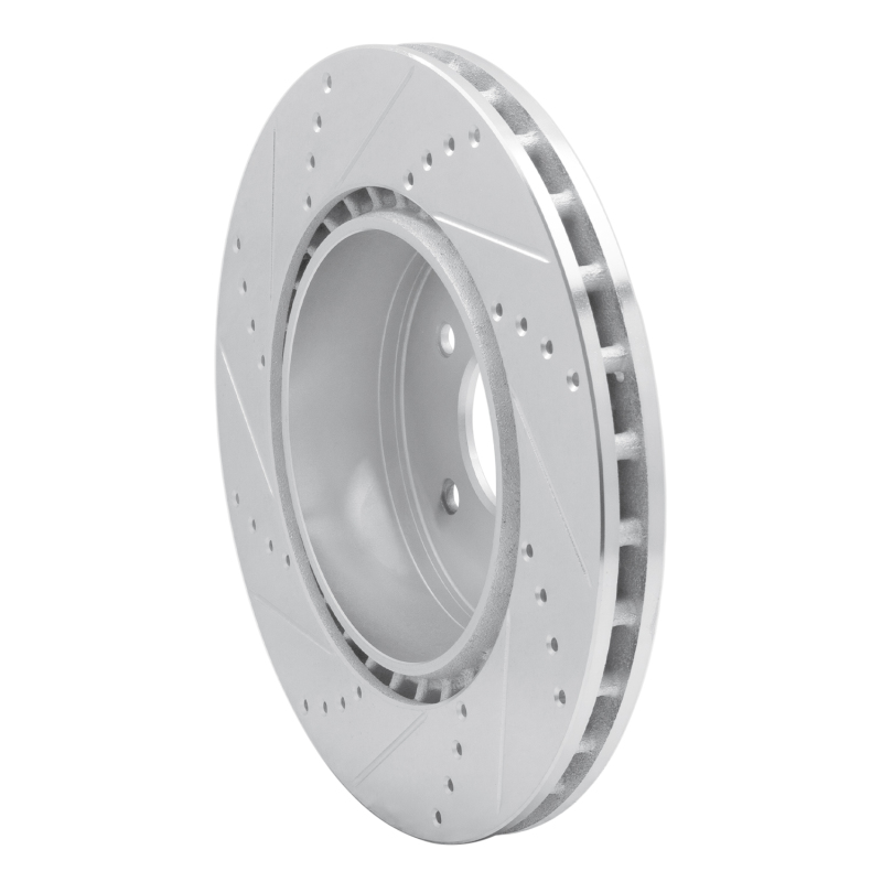 Jaguar XJR Brake Rotor (1) - Rear Right - R1 Concepts - Drilled & Slotted - Silver - `00-`06